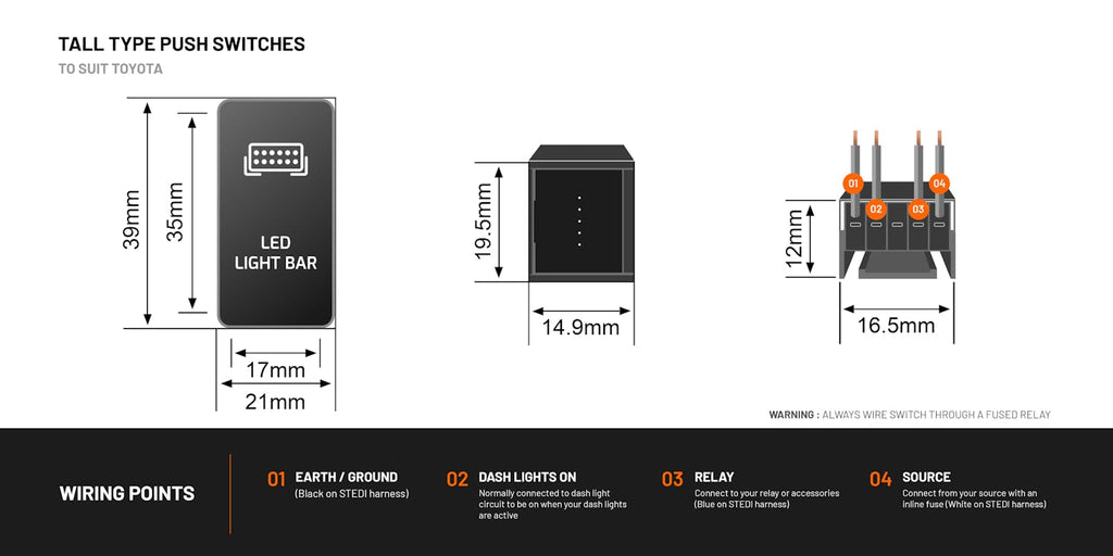 STEDI Tall Type Dual USB To Suit Toyota