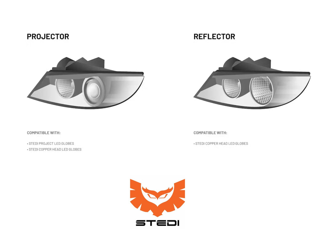 STEDI PROJECTOR HIV-1 | H9 | H8 LED HEADLIGHT GLOBES (PAIR)